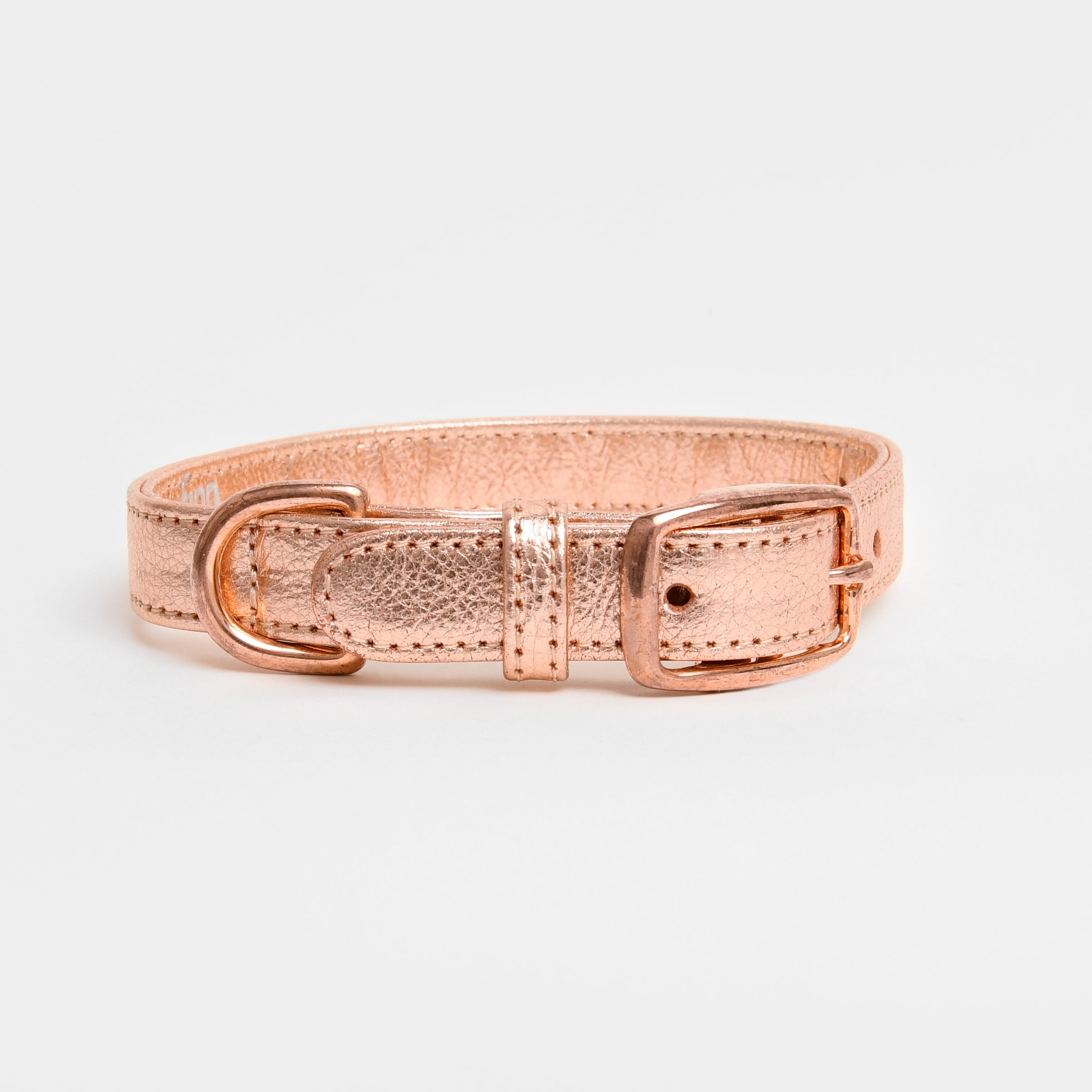 The Nutmeg Fashion Dog Collar in Chrysler Rose Gold Leather Limited Edition M